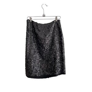 Talbots Black Sequin Silk Pencil Skirt Size 6 Holiday Cocktail Party